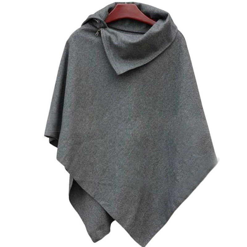 Female Casual Solid Color Poncho - Zorket