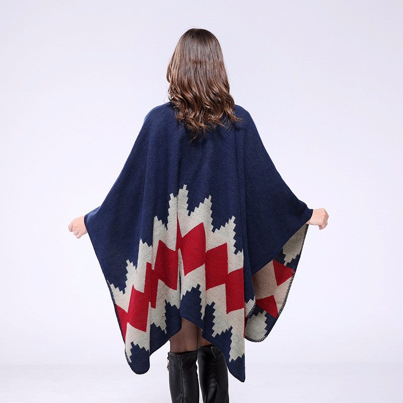 Women's Winter Thicken Cashmere Blanket Poncho - Zorket