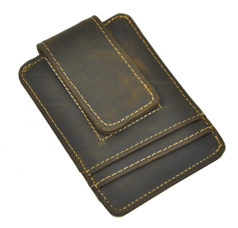 Wallet – Male Vintage Genuine Leather Money Clip With Card ID Case | Zorket