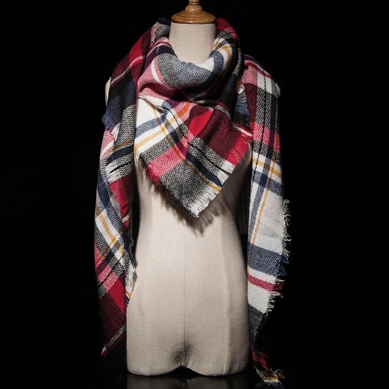 Winter Plaid Cashmere Women's Blanket Scarf