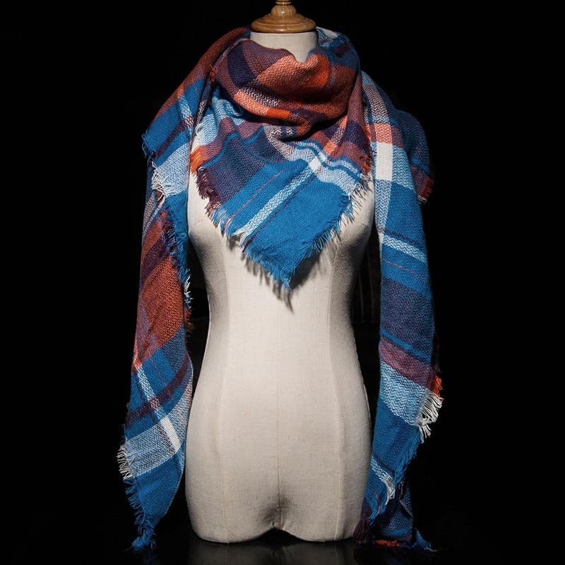 Winter Plaid Cashmere Women's Blanket Scarf