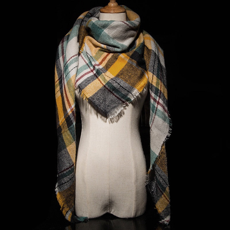 Winter Plaid Cashmere Women's Blanket Scarf - Zorket