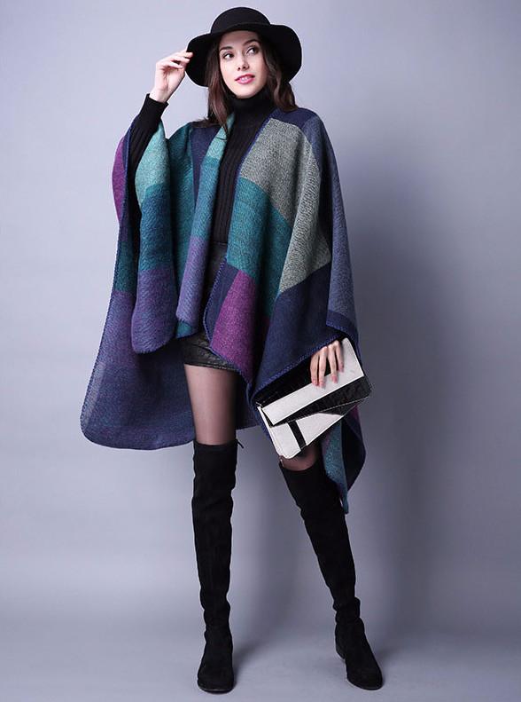 Women's Winter Warm Vintage Blanket Poncho