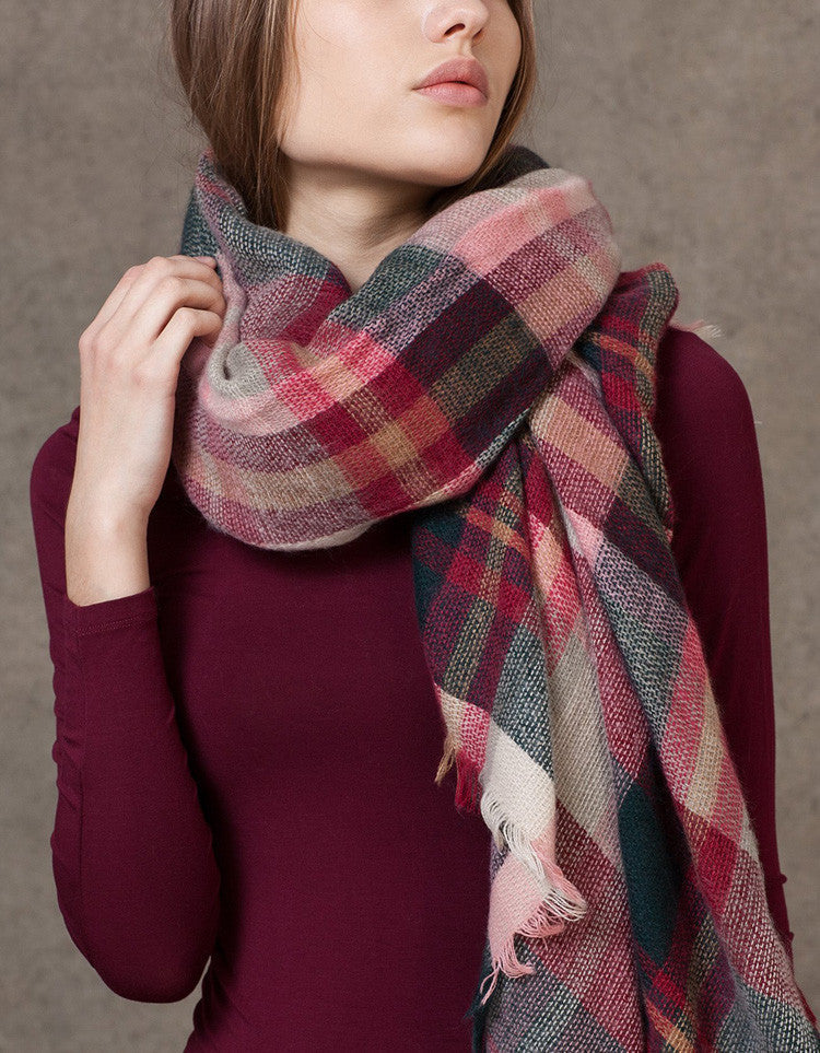 Scarf – Fashion Winter Plaid Acrylic Blanket Scarf For Women | Zorket