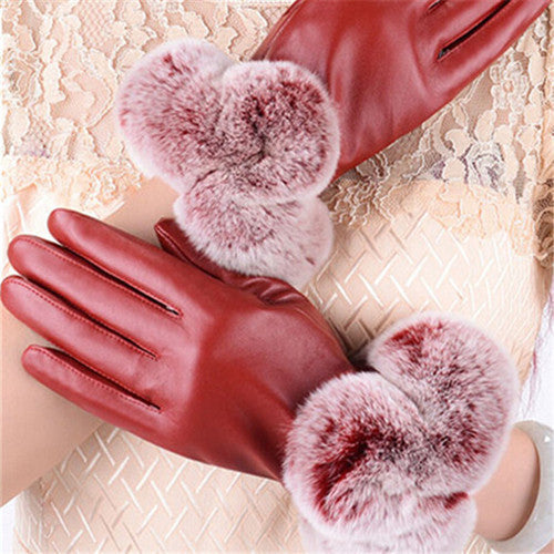 PU Leather Winter Gloves For Women - Zorket