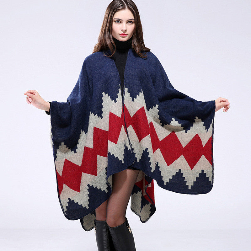 Women's Winter Thicken Cashmere Blanket Poncho - Zorket