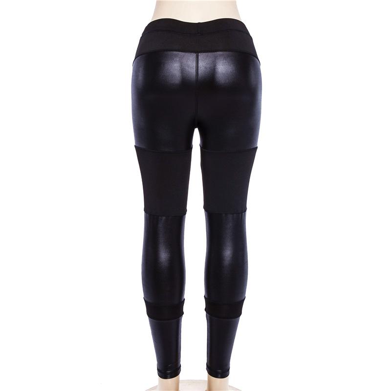 Women's Spring/Autumn PU Leather Patchwork Push Up Fitness Leggings