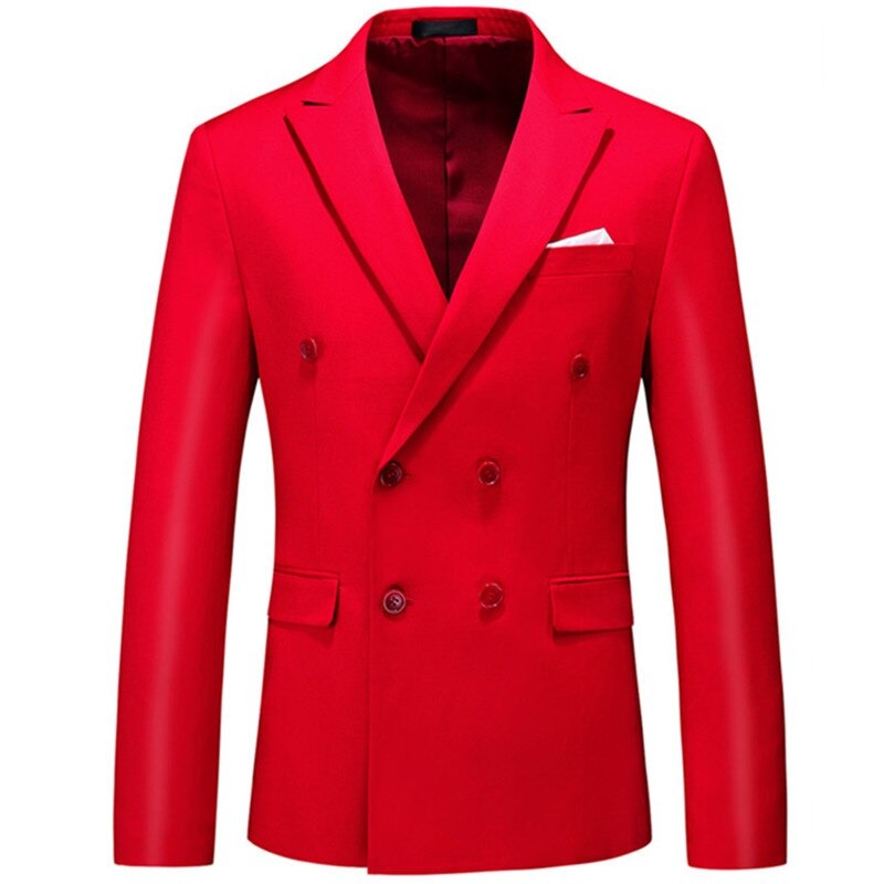 Men's Casual Double Breasted Solid Color Blazer
