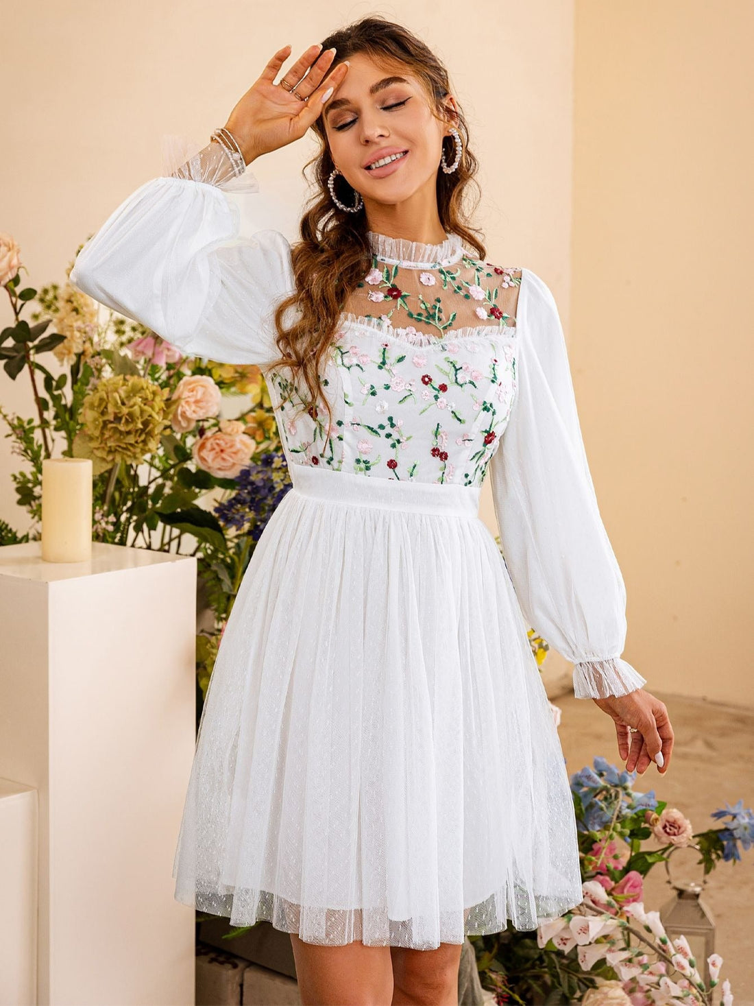 Women's Summer Embroidery Floral Mini Dress | Wedding Dress