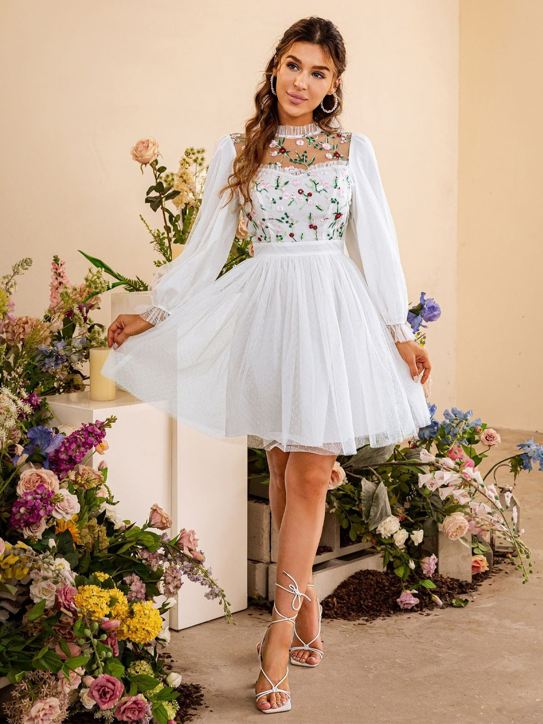 Women's Summer Embroidery Floral Mini Dress | Wedding Dress