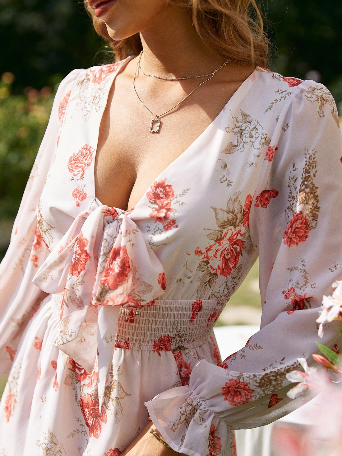 Women's Summer Floral Ruffle Sleeves Mini Dress