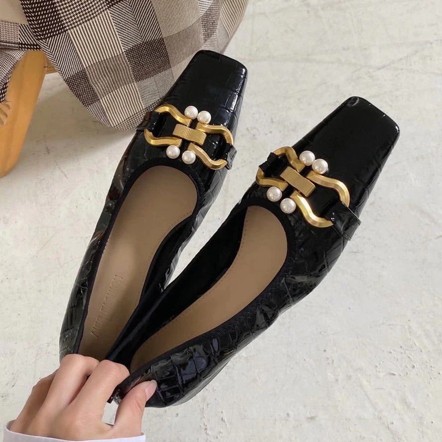 Women's Vintage Square Toe Flat Shoes