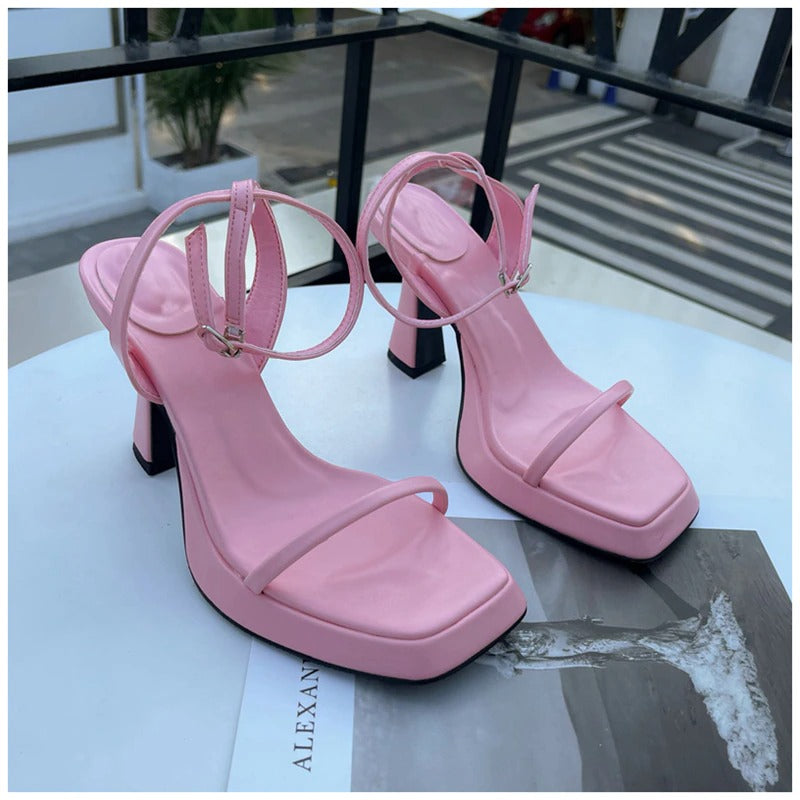 Women's Summer Platform Square High Heel Sandals | Gladiator Shoes