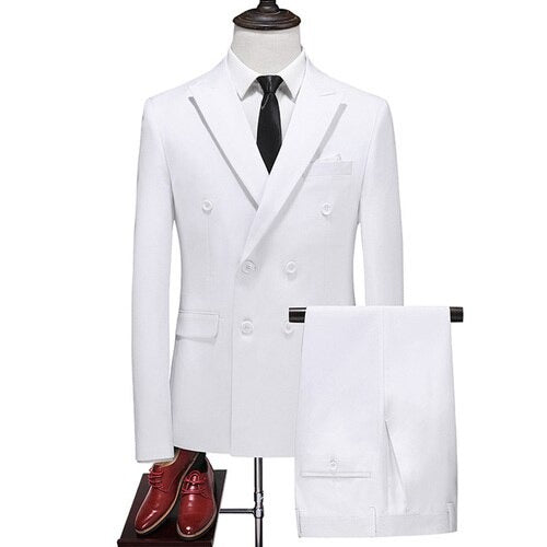 Men's Wedding Two-Piece Double Breasted Solid Color Suit | Blazer & Pants
