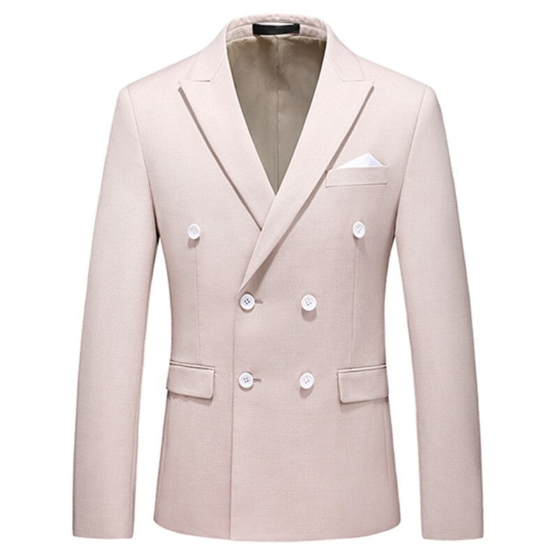 Men's Casual Double Breasted Solid Color Blazer